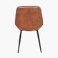 Angelo Vintage Brown Leather and Black Metal Retro Dining Chair