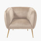 Lucca Biscuit Velvet and Metal Armchair