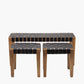 Claudio S/3 Black Leather and Mango Wood Bench and Stools