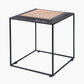 Ezio Black Leather, Natural Rattan and Black Metal Stool
