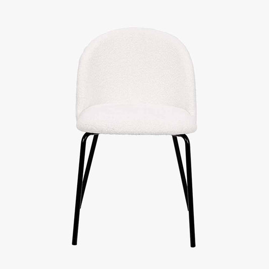 Turi Boucl�� Fabric and Black Metal Dining Chair