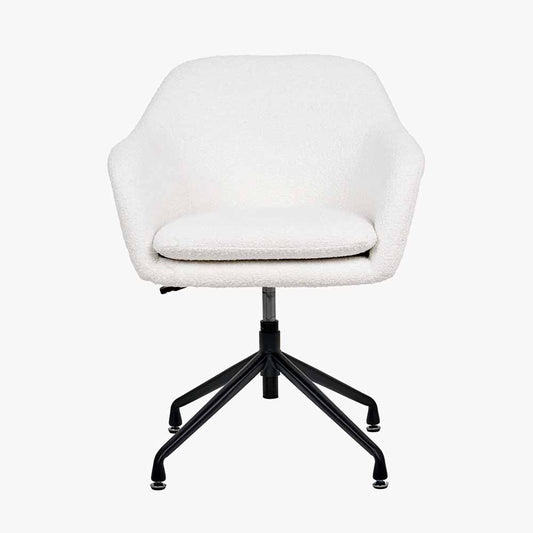 Rosolini Boucl�� Fabric and Black Metal Swivel Rise and Fall Chair