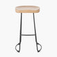 Laselle Ash Wood and Black Metal Bar Stool