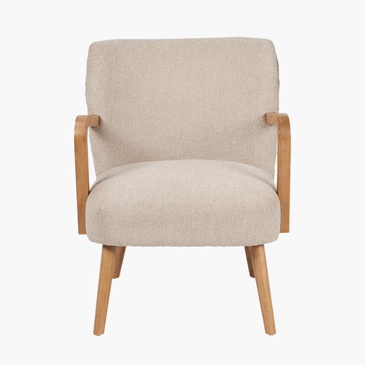 Sennori Taupe Teddy Fabric and Rubber Wood Occasional Chair