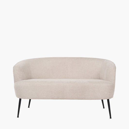Aviana Natural Chenille and Black Metal Sofa