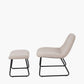 Chiara Natural Chenille and Black Metal Lounging Chair and Footstool