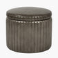 Alessandro Peppercorn Leather Round Storage Pouffe