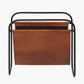 Eliseo Vintage Brown Leather Magazine Rack