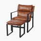 Nico Vintage Brown Leather Chair and Footstool