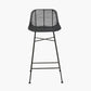 Black Rattan Core and Black Metal Bar Stool