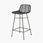 Black Rattan Core and Black Metal Bar Stool