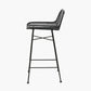 Black Rattan Core and Black Metal Bar Stool