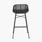 Black Rattan Core and Black Metal Bar Stool