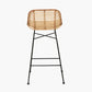 Natural Rattan Core and Black Metal Bar Stool