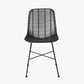 Black Rattan Core and Black Metal Dining Chair