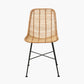 Natural Rattan Core and Black Metal Dining Chair