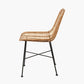 Natural Rattan Core and Black Metal Dining Chair