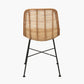 Natural Rattan Core and Black Metal Dining Chair