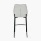 Enya Light Grey Chenille and Black Metal Quilted Back Bar Stool