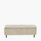 Else Mocha Textured Marl Chenille and Black Metal Buttoned Storage Ottoman