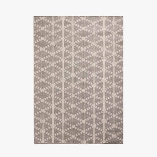 Indoor Outdoor Silver and White Geometric Design Rug