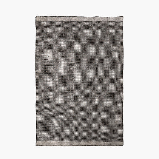 Indoor Outdoor Graphite and White Basket Weave Design Rug