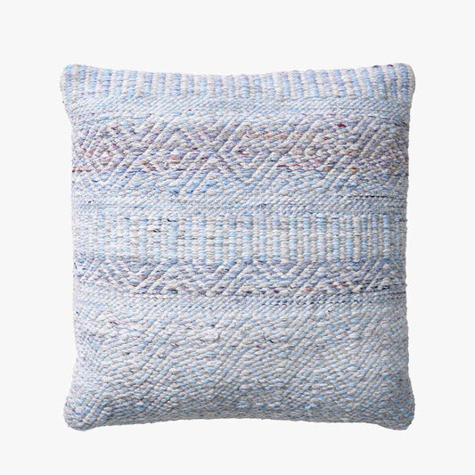 Indoor Outdoor Aqua Blue and White Inca Design Scatter Cushion