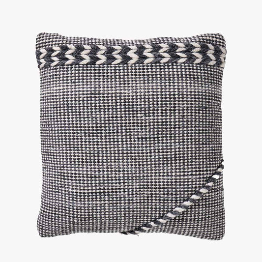 Indoor Outdoor Grey and White Plaited Stripe Design Scatter Cushion