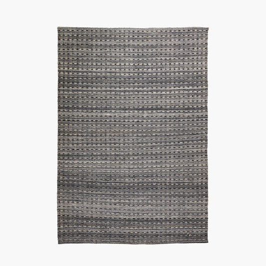 Indoor Outdoor Grey Double Stitch Design Rug Large