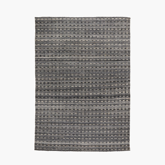 Indoor Outdoor Grey Double Stitch Design Rug