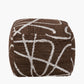 Indoor Outdoor Chocolate Brown and White Abstract Swirl Design Pouffe