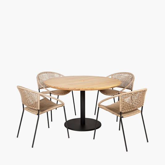 Dakota Natural Wheat Outdoor 4 Seater Dining Set