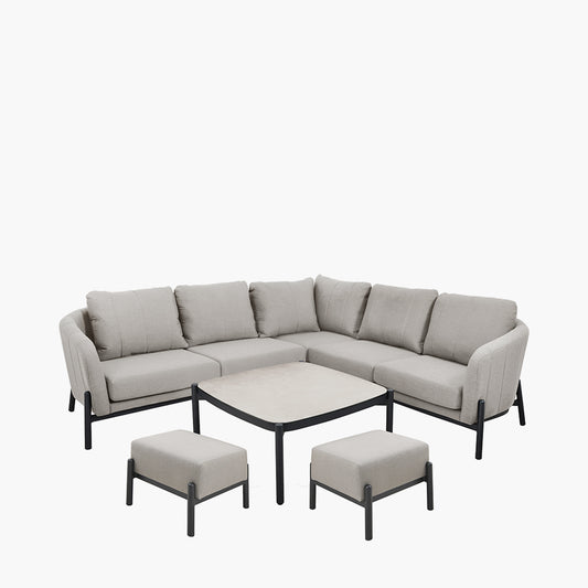 Nevada Putty Small Outdoor Corner Seating Set with Coffee Table and Footstools
