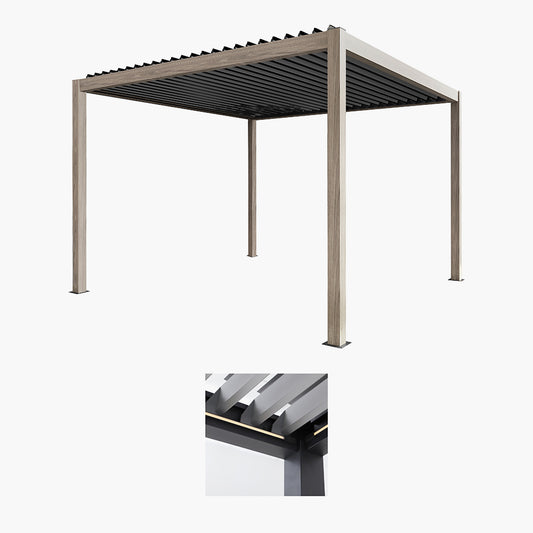 Pavillo Teak 3.5m x 3.5m Pergola, Pavillo LED plus Delivery and Installation