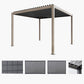 Pavillo Teak 3.5m x 3.5m Pergola, Pavillo Louvre Front/Back Panel Long, Pavillo Front/Back Blind Long, Pavillo Side Blind Short, Pavillo LED, Delivery and Installation