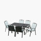 Savoy Rectangular 6 Seater Dining Set with Sage Green Striped/Plain Cushions