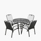 Savoy Round 4 Seater Dining Set with Grey Striped/Plain Cushions