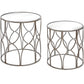 Set Of Two Lattice Detail Silver Side Table