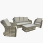 4-Piece Outdoor Wicker Patio Furniture Set – Rattan Sofa, Armchairs & Coffee Table with Cushions