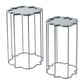 Quarter Foil Mirrored Set Of Two Side Tables