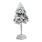 Small Snowy Cedar Tree On Wood Block