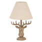 Stonewashed Stag Head Table Lamp With Linen Shade