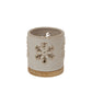 Alora Ceramic Snowflake Candle Holder On Wood Base