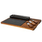Acacia Cheese Board Set With Black Bowl, Slate and Cutlery