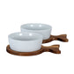 Set Of 2 Acacia Fishtail Serving Trays with Ceramic Bowls