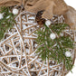 Large LED White Rattan Bauble With Branches And Ribbon