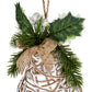White Rattan Bell Decoration With Branches And Ribbon