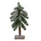 Small Snowy Pine Tree On Wooden Stand