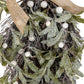 Frosted Mistletoe And Pine Swag With Ribbon