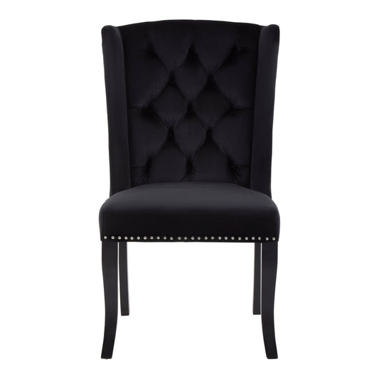 Kensington Townhouse Black Velvet Dining Chair with Dark Legs